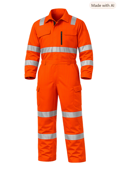 High‑Visibility Orange Safety Coverall – Reflective Industrial Workwear