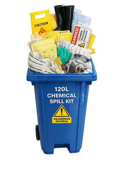 120L Chemical Spill Kit Wheelie Bin – Complete Hazard Response Cart