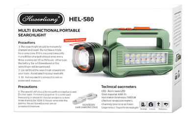 Haoerliang HEL‑580 Multi‑Functional Portable Searchlight | 1000LM Long‑Range LED Torch with USB Charging