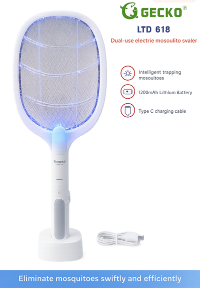 GECKO LTD‑618 Electric Mosquito Swatter | Rechargeable LED Bug Zapper