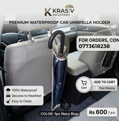 KRASV Premium Waterproof Car Umbrella Holder – Navy Blue
